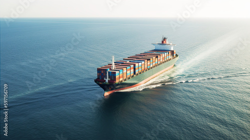 International container cargo ship, freight transportation, shipping, nautical vessel, generative ai.