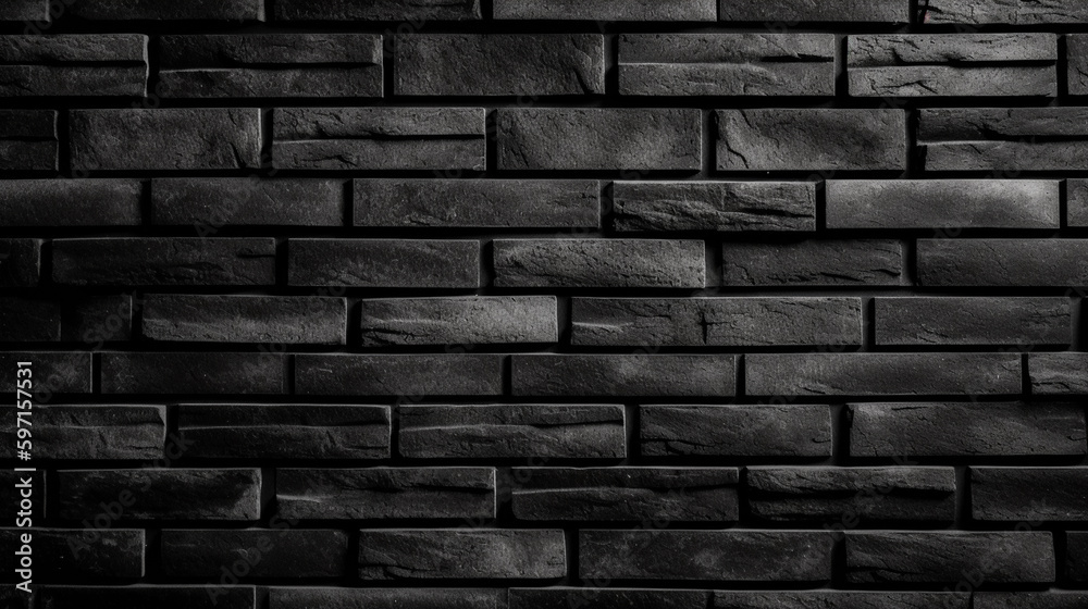 Black brick wall, old texture of red stone blocks. Generative Ai Black brick wall, old texture of red stone blocks. Generative Ai