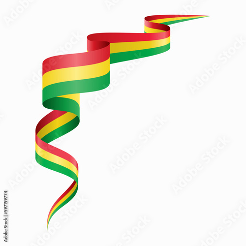 Bolivian flag wavy abstract background. Vector illustration.