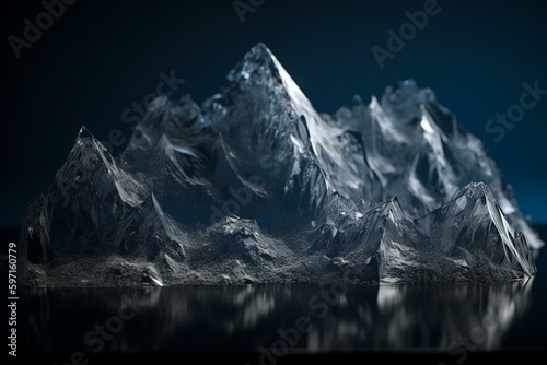 Detailed transparent mountains proudly stand against a clear backdrop, mesmerizing in their realism. Generative AI