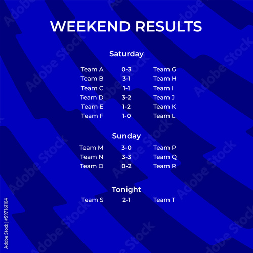 Score update blue colour background Premier League concept. design banner poster vector template for match day big match top famous football club team in the world. Sky sports. Champions league. FA 