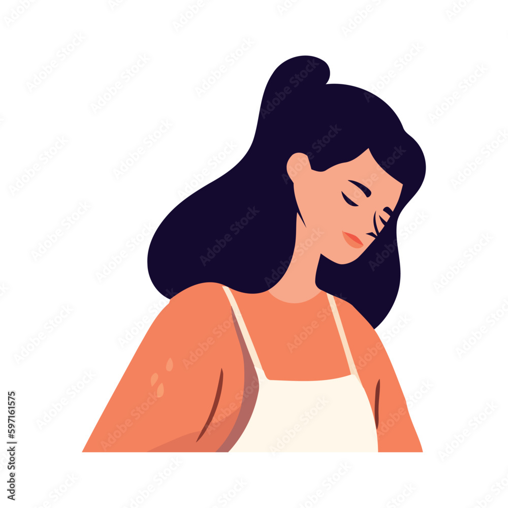 Cute cartoon woman symbolize beauty and happiness Cute cartoon woman symbolize beauty and happiness
