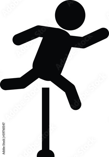 Hurdler icon on white background. Man figure jumping over obstacles sign. Hurdle Race symbol. flat style.