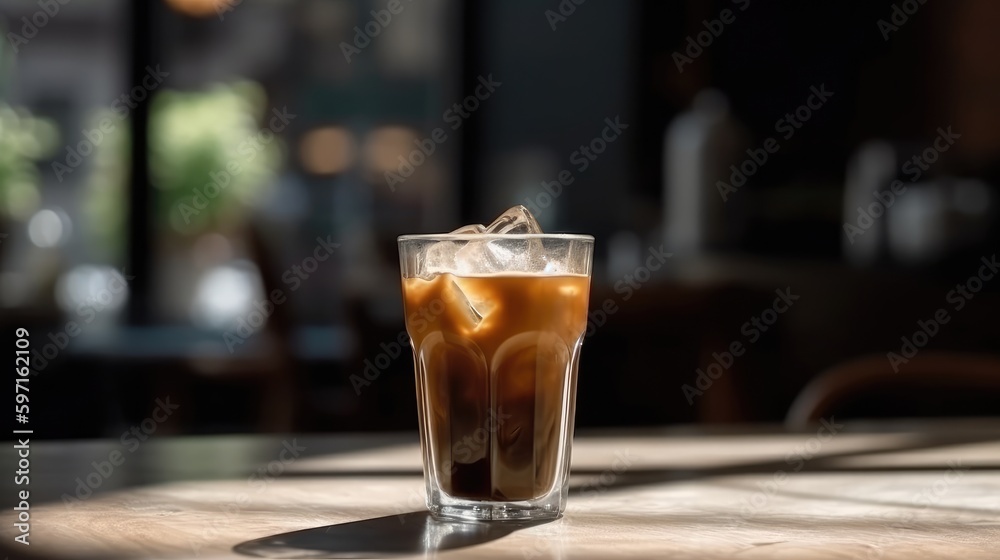 Cold coffee with ice on table of a bar Cold coffee with ice on table of a bar