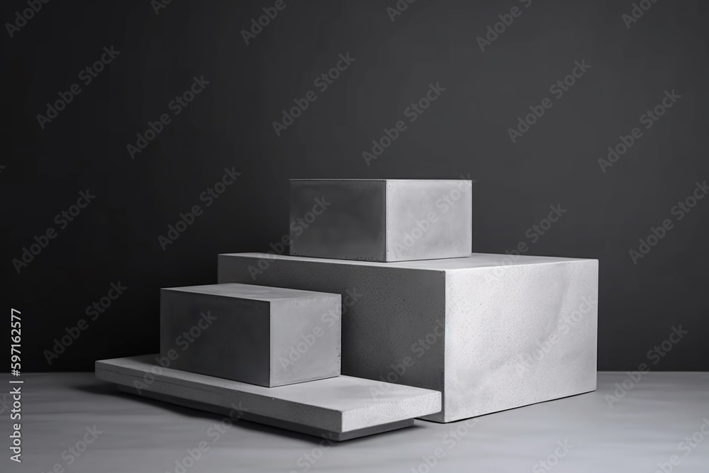 Generative AI of grey concrete stand for product display. Generative AI of grey concrete stand for product display.