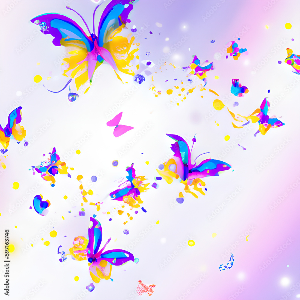 Butterflies are whimsical, dreamy, and magical, by nature, With soft pastel colors, delicate, floral patterns, sparkling, butterflies, and , sparkling,dew drops
