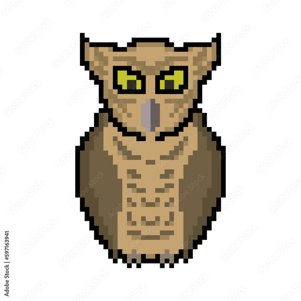 Fototapeta premium Retro Pixel Art Owl Sprite