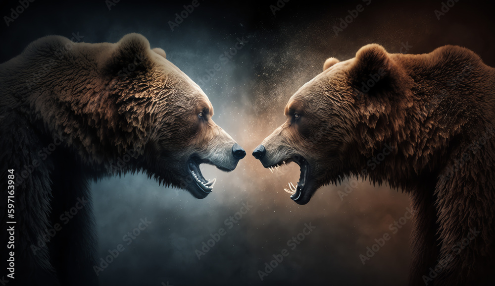 Obraz premium two angry grizzly_bears Generative AI
