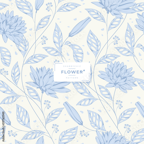 shabby chic flower seamless pattern