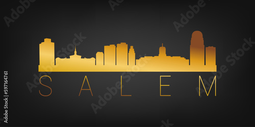 Salem, OR, USA Gold Skyline City Silhouette Vector. Golden Design Luxury Style Icon Symbols. Travel and Tourism Famous Buildings.