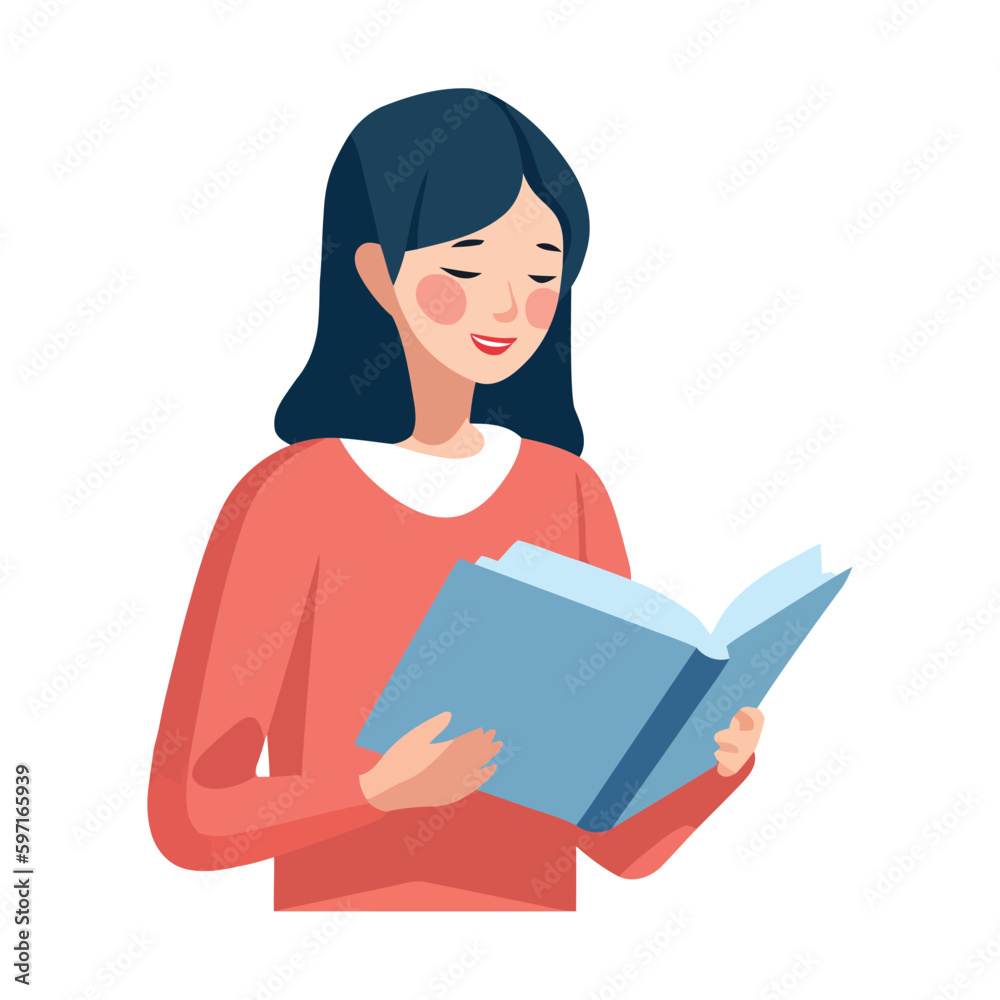 Young adult woman reading literature