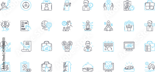 Position linear icons set. Leadership, Management, Innovation, Communication, Collaboration, Adaptability, Decision-making line vector and concept signs. Organization,Strategy,Creativity outline