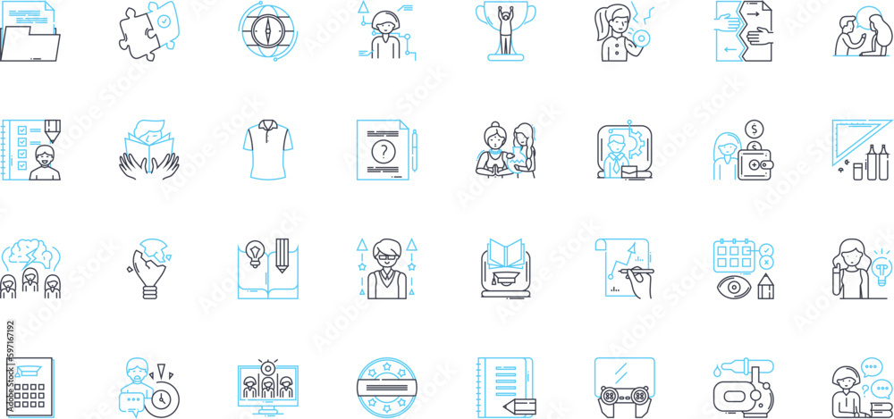 Virtual college linear icons set. E-learning, Online courses, Distance education, Webinar, Digital classroom, Cyber campus, Video lectures line vector and concept signs. Virtual lectures,Remote Virtual college linear icons set. E-learning, Online courses, Distance education, Webinar, Digital classroom, Cyber campus, Video lectures line vector and concept signs. Virtual lectures,Remote