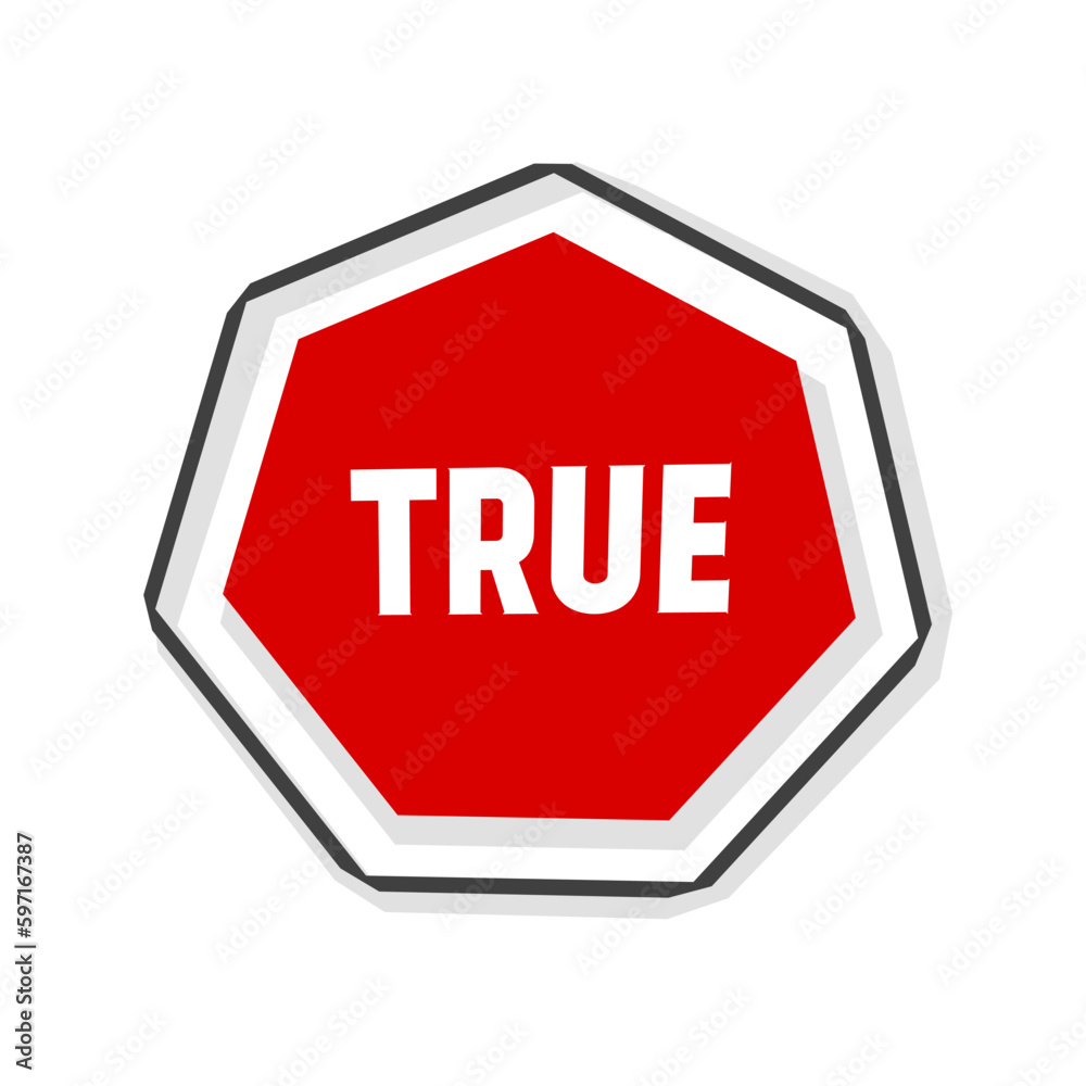 True badge icon. Modern design template. flat Vector illustration on white background. True badge icon. Modern design template. flat Vector illustration on white background.