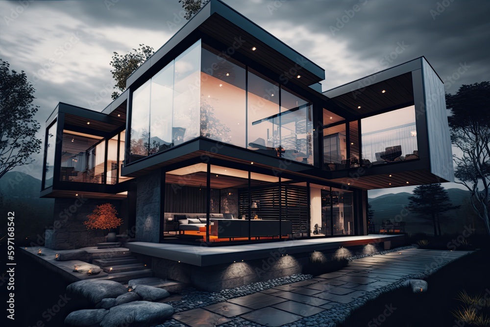 Fototapeta premium Beautiful modern house