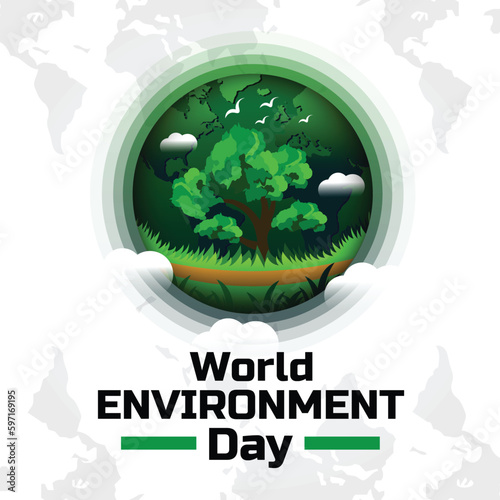 World Environment Day with Earth style paper and natural art concept