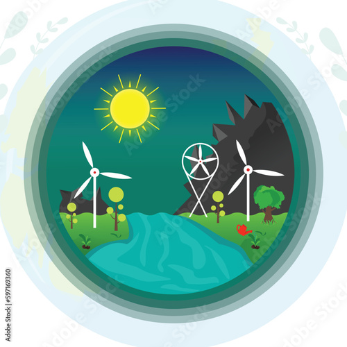 World environment day and save earth day concept design