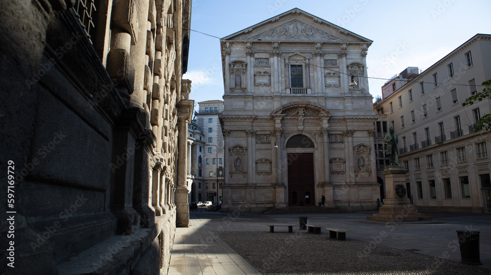 The Chiesa di San Fedele or Church of Saint Fidelis of Como, a Jesuit church in Milan built in Mannerism style.