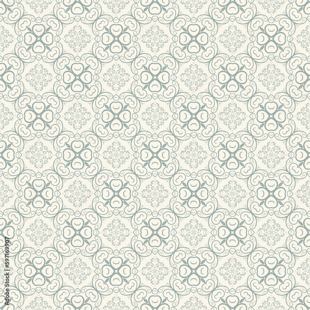 Seamless floral and geometric ornament on background