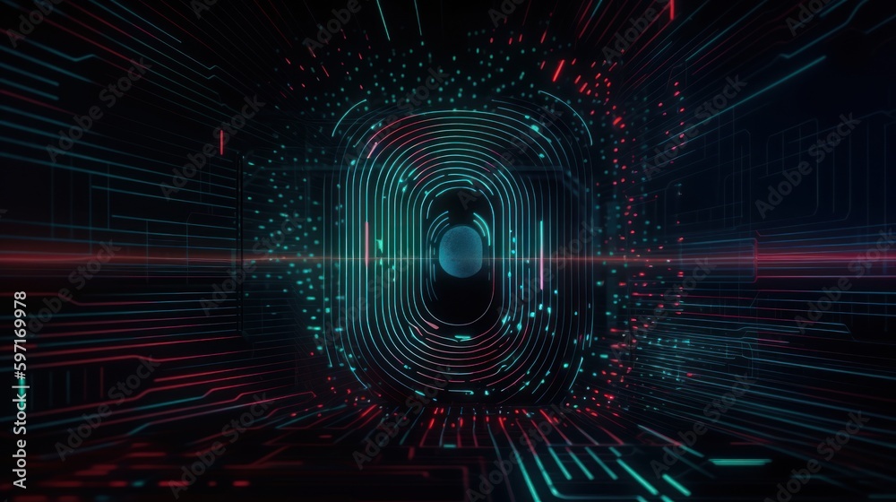 Fototapeta premium Cyber security and online data protection on internet. Finger touching HUD holographic secure access system interface with lock icon. Cybersecurity, privacy, network technology. Encrypted data vault