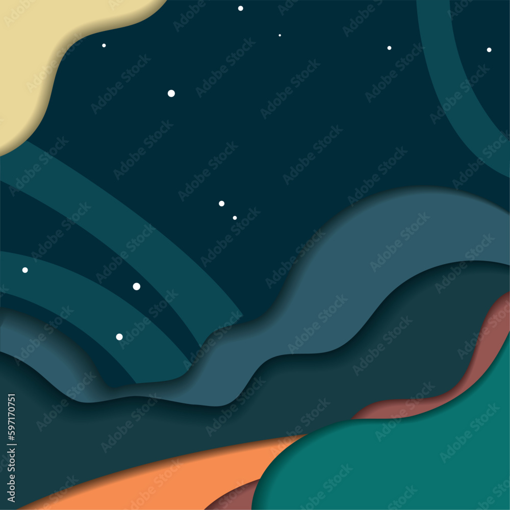 Colored space background paper art style Vector - obrazy, fototapety, plakaty 