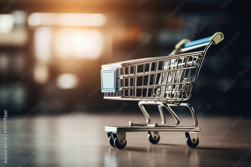 Shopping cart commerce concept created by generative AI