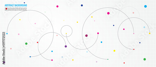 Abstract geometric background with plexus circles and dot. Vector illustration of minimalistic design for banner design or header