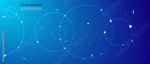 Abstract geometric background with plexus circles and dot. Vector illustration of minimalistic design for banner design or header