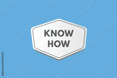 Know How text Button. Know How Sign Icon Label Sticker Web Buttons