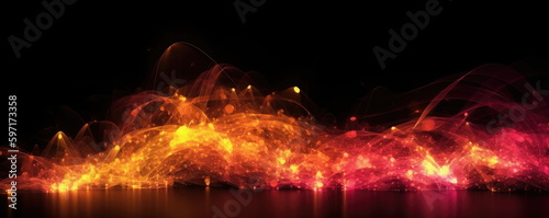Change  effect  expand  trending  concept abstract. red  orange glowing wave flow and particles background. Generative AI. 