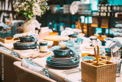 Fotografía View of assortment of decor for interior shop in store of shopping center