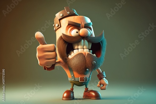 Cartoon monster with leather helmet showing thumbs up