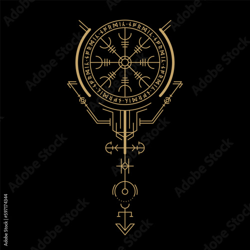 mysterious golden nordic symbol vector design