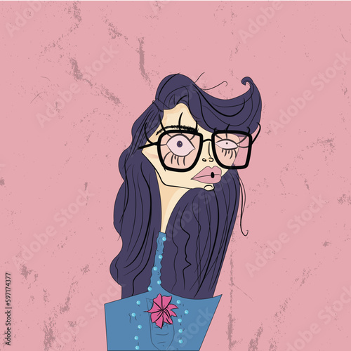 Student girl caricature