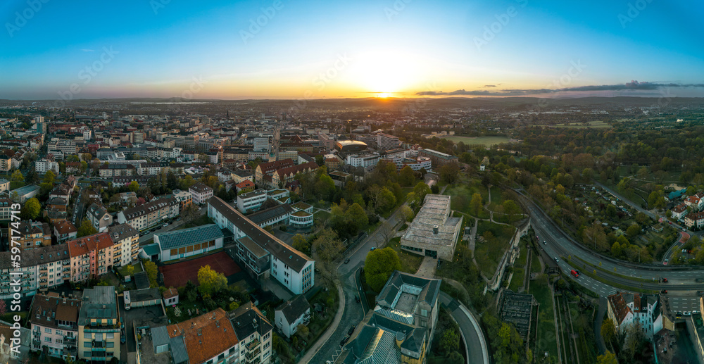 Sonnenaufgang über Kassel Luftbild