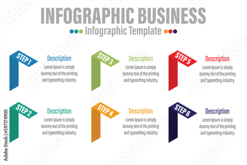6 Step and Six Option colorful infographics elements. Vector illustration. © InfoSoul
