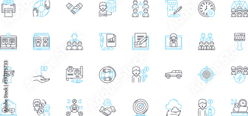 Virtual learning linear icons set. Online, Remote, Interactive, Digital, E-learning, Web-based, Distance line vector and concept signs. Technology,Internet,Video outline illustrations