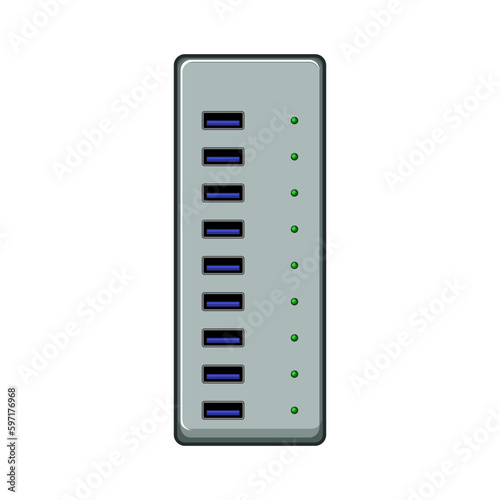 port usb hub cartoon vector illustration