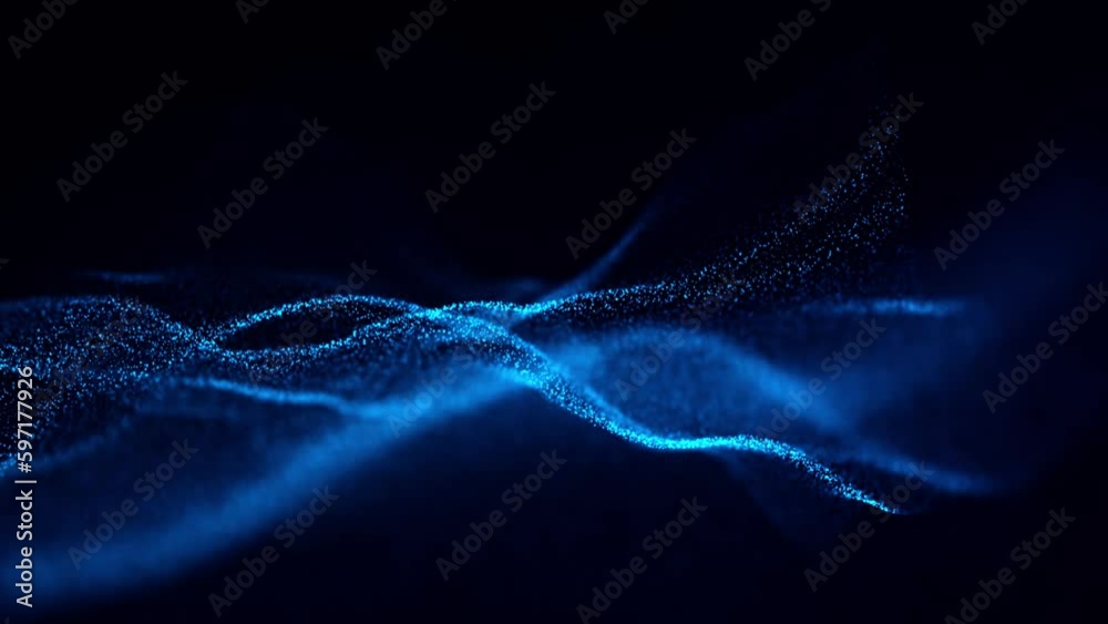 Abstract digital particle wave and light abstract blue background