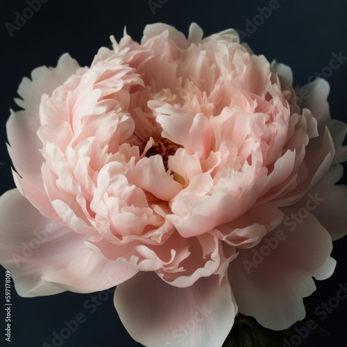 A romantic peony with soft, blush pink petals and a full, round shape, generative AI