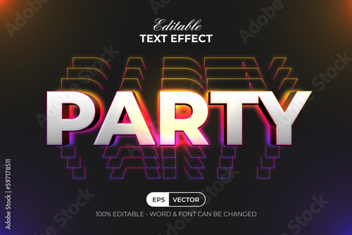 Party colorful text effect back light style. Editable text effect.