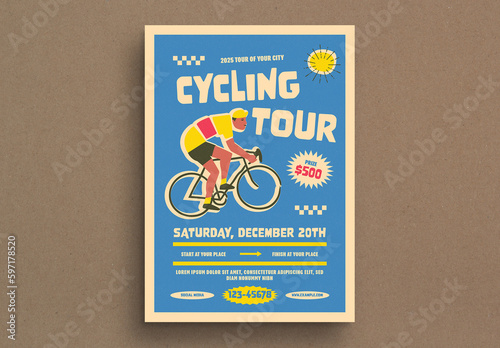 Retro Cycling Tour Event Flyer (ID: 597178520)