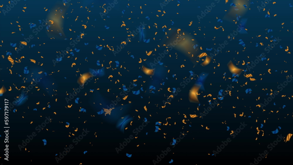 Golden and blue glitter confetti abstract deluxe background
