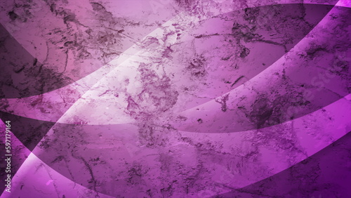Bright purple glossy waves with grunge texture abstract background