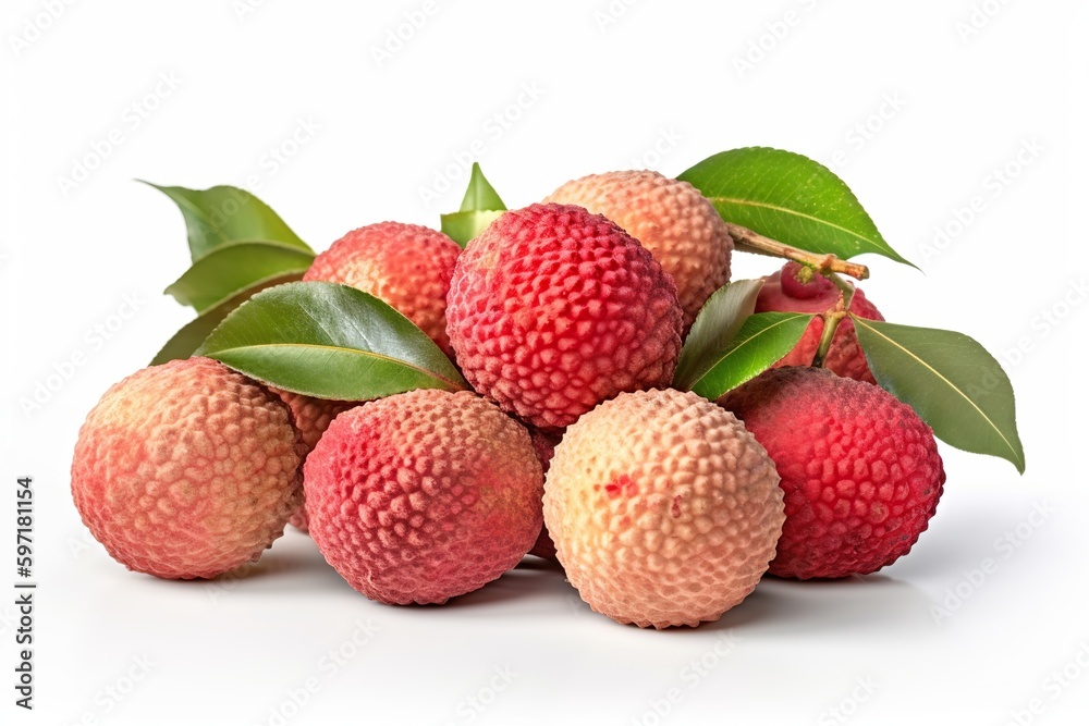 lychee with leaves lychee with leaves