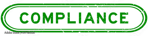 Grunge green compliance word rubber seal stamp on white background