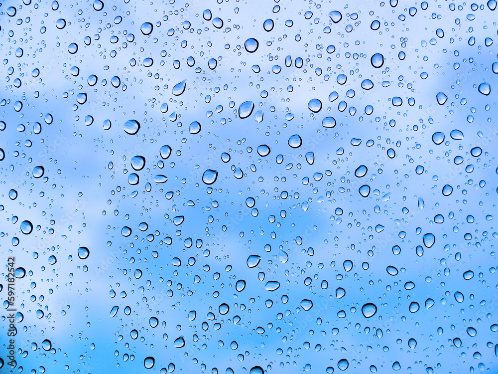 Clean Rain Drops on Window Glass Looking Out Clean Rain Drops on Window Glass Looking Out