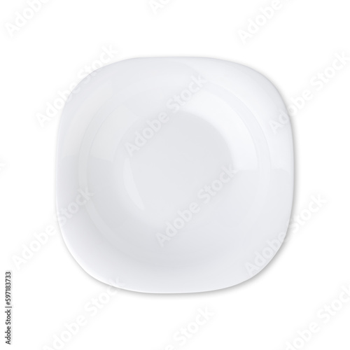 White ceramic square plate isolated over white background