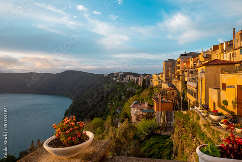 Schilderij op canvas View on lake in Castel Gandolfo, Rome, Italy