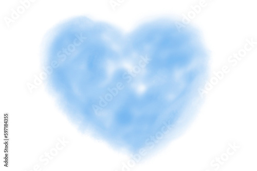 heart of blue clouds. Cloud for Valentine's Day. Fluffy cloud isolated. Soft fluffy in the shape of a heart. The smoke is blue.